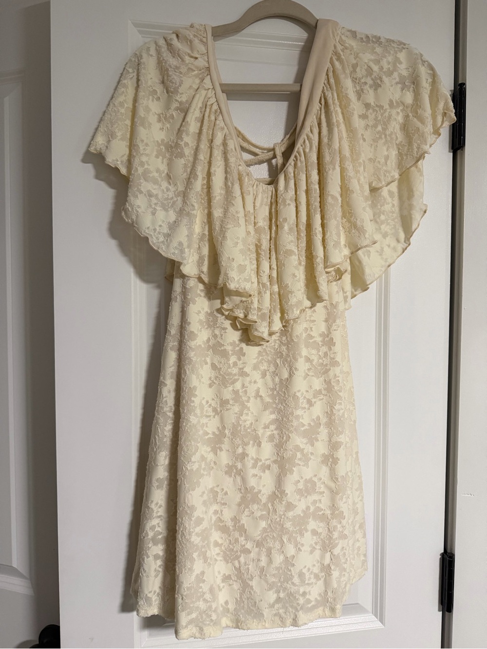 ASOS Cream Lace Mini Dress with Flutter Cape